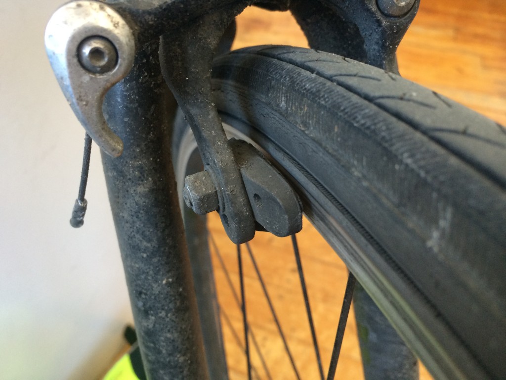 worn bike brake pads